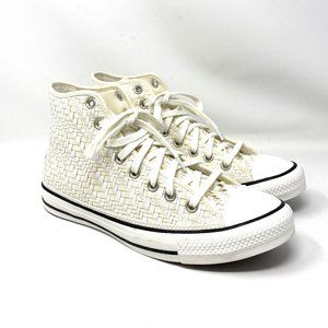 CONVERSE Men's Size CTAS Tonal Weaving High Top Canvas White Sneaker 171075C